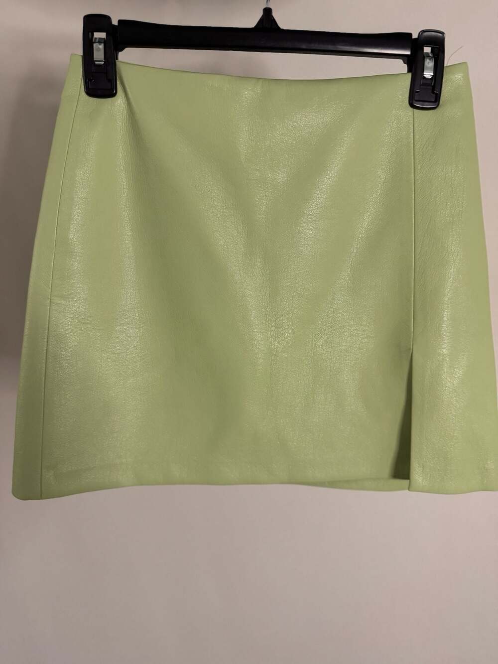 Sunday Best Aritzia Olive Vegan Leather Mini Skirt with Slit Green Size 4